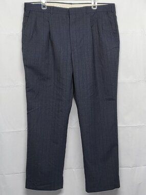 Vintage Stanley Blacker Mens Dress Pants Trousers 40 X 30 Polyester Wool Striped